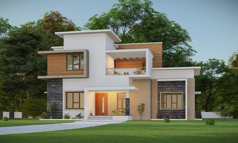 1400 Sq Ft 3BHK Contemporary Style Two Storey House and Plan