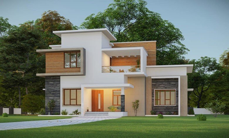 1400 Sq Ft 3BHK Contemporary Style Two Storey House and Plan