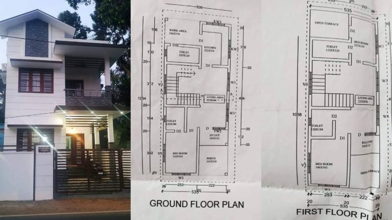 1400 Sq Ft 3BHK Two Floor House and Plan at 3.5 Cent Plot, Budget 18 Lacks