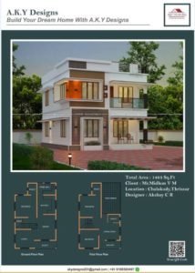 1483 Sq Ft 3BHK Contemporary Style Two-Floor Modern House Plan