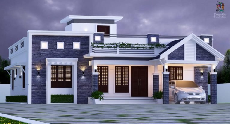 1600 Sq Ft 3BHK Mixed Roof Modern Single-Storey House Desing
