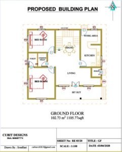 1648 Sq Ft 3BHK Contemporary Style Two Floor House Plan