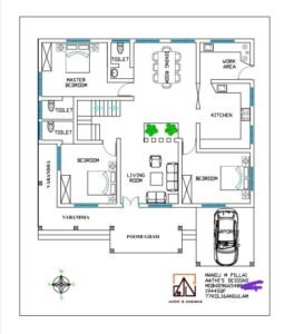 1944 Sq Ft 3BHK Traditional Style Single Floor Beautiful House and Plan