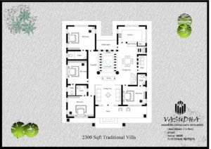 2300 Sq Ft 4BHK Nalukettu Style Single Storey Traditional House and Plan