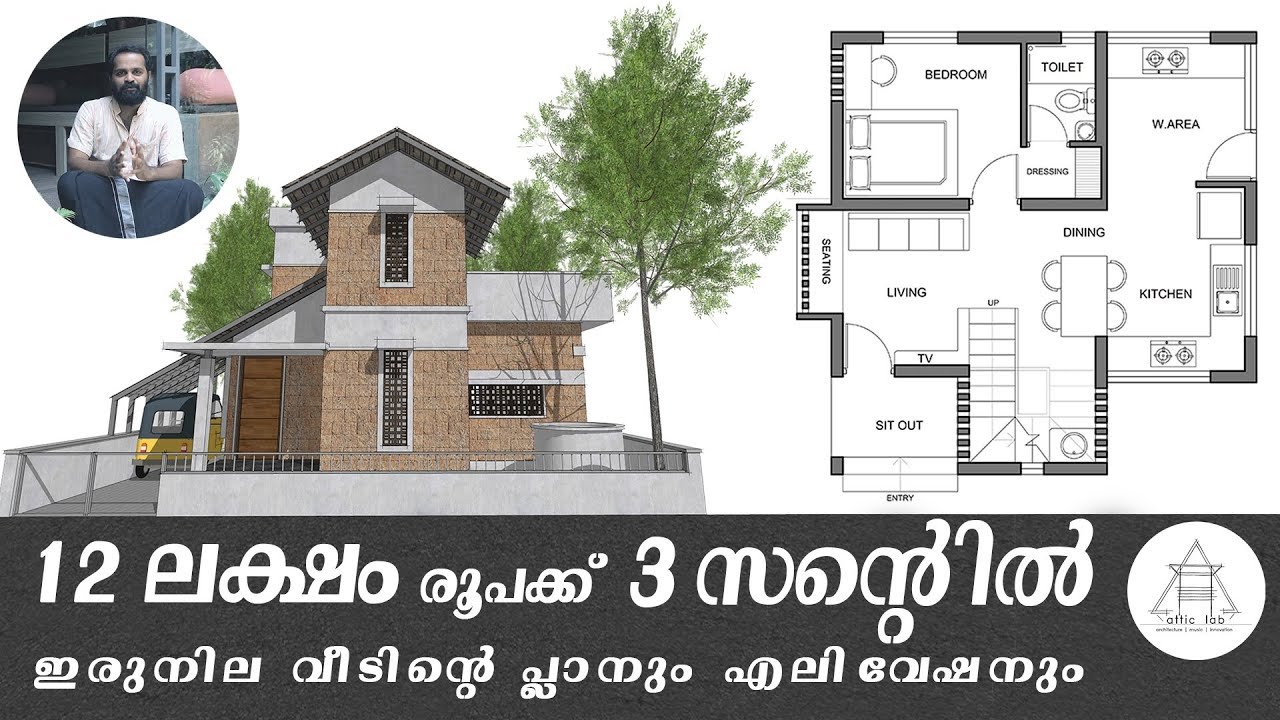 833 Sq Ft 2BHK Two Floor House and Plan at 3 Cent, Budget 12 Lacks