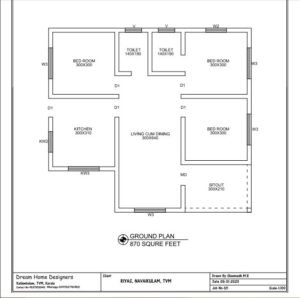 870 Sq Ft 3BHK Single Floor Low budget House and Plan, 13 Lacks
