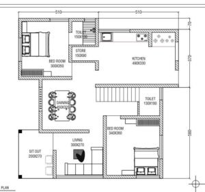 974 Sq Ft 2BHK Simple Single-Storey Beautiful House and Plan