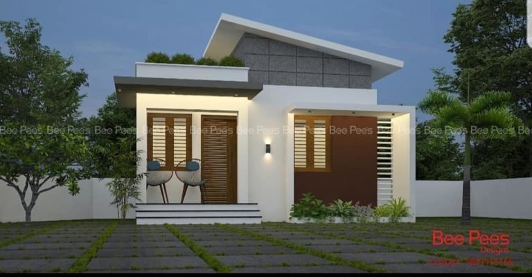 984 Sq Ft 3BHK Contemporary Style Single-Storey House Plan