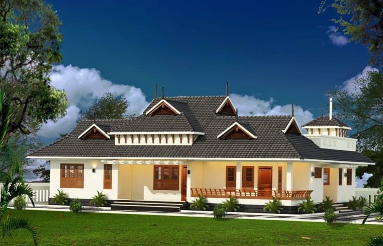Kerala Traditional Style 4 Bedroom Single-Storey Beautiful House and Plan