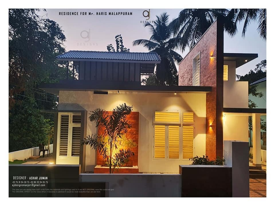 1000 Sq Ft 2BHK Contemporary Style Single-Storey House and Free Plan