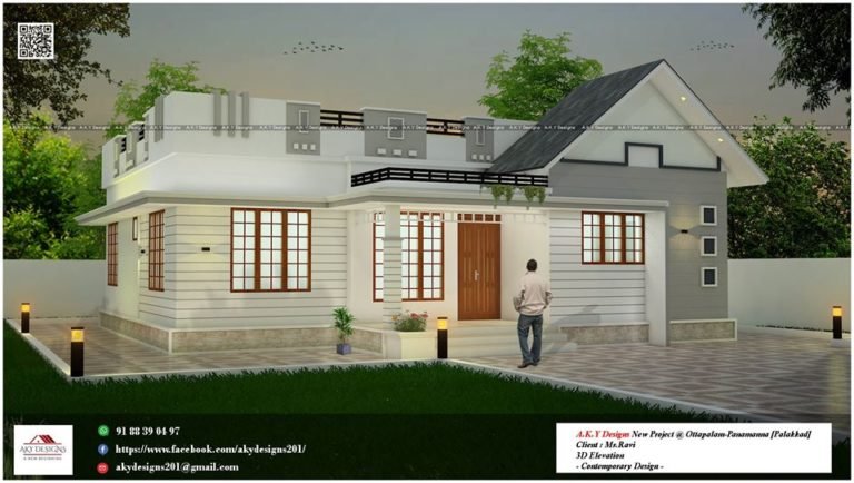 1000 Sq Ft 3BHK Single-Storey Beautiful House and Free Plan