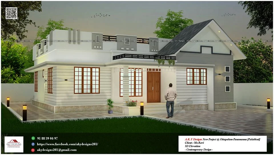 1000 Sq Ft 3BHK Single-Storey Beautiful House and Free Plan