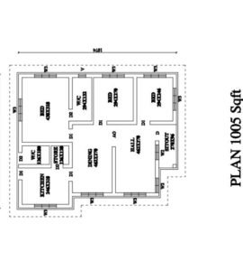 1005 Sq Ft 3BHK Modern and Beautiful House and Free Plan, 16 Lacks