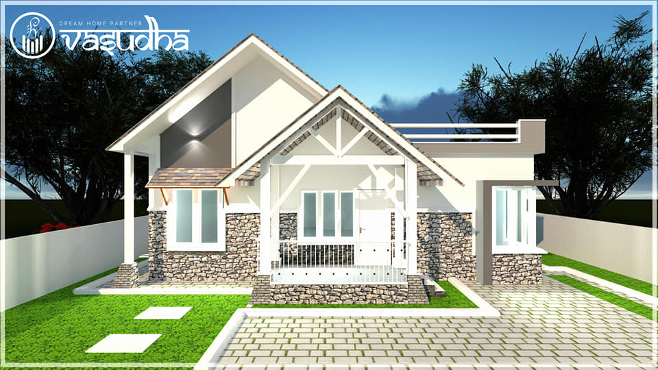 1068 Sq Ft 3BHK Colonial Style Single-Storey House and Free Plan, 15 Lacks