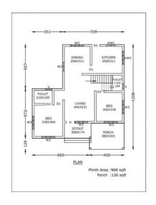 1094 Sq Ft 2BHK Single Floor Beautiful House and Free Plan