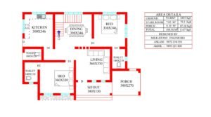 1000 Sq Ft 3BHK Contemporary Single-Storey House and Plan