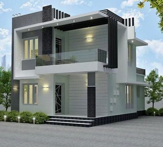 1195 Sq Ft 3BHK Contemporary Style Two-Storey House and Free Plan