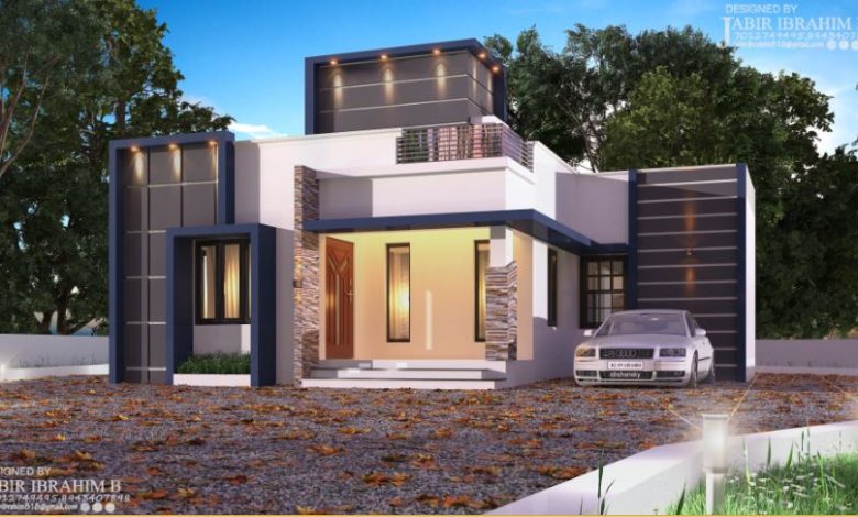 1200 Sq Ft 3BHK Contemporary Style Single Floor House and Plan