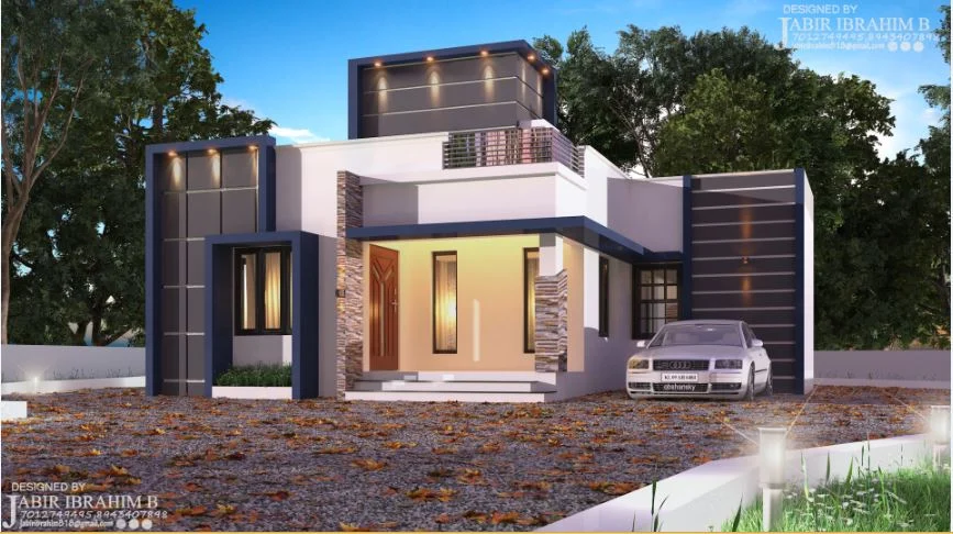 1200 Sq Ft 3BHK Contemporary Style Single Floor House and Plan