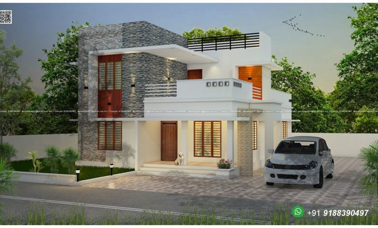 1420 Sq Ft 3BHK Contemporary Style Two-Storey House and Free Plan