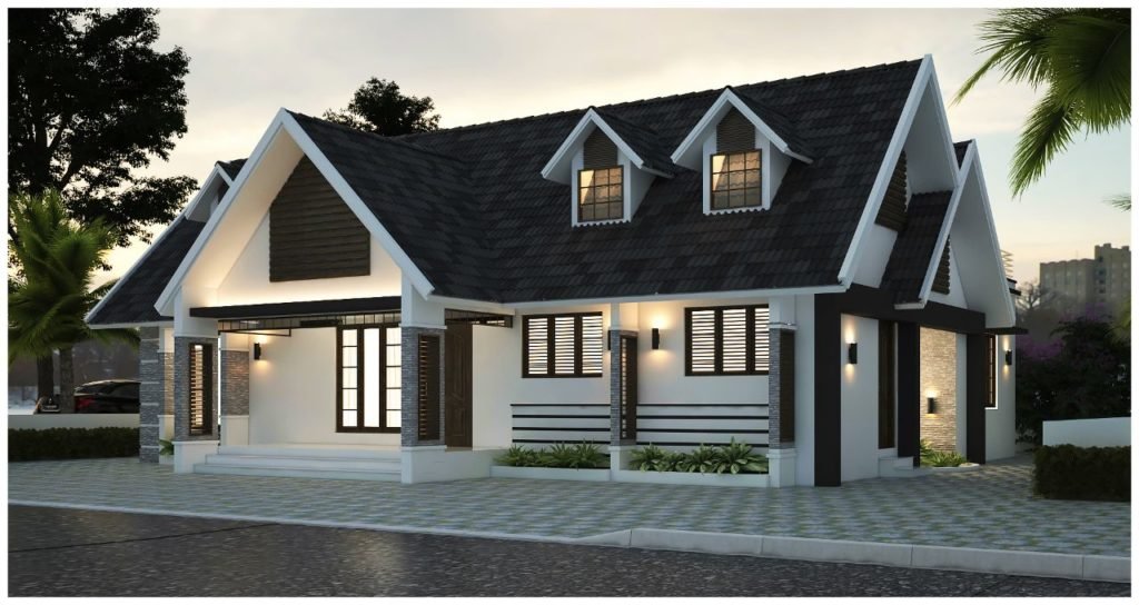 1714 Sq Ft 3BHK Colonial-Traditional Style Single-Storey House and Plan, 32 Lacks