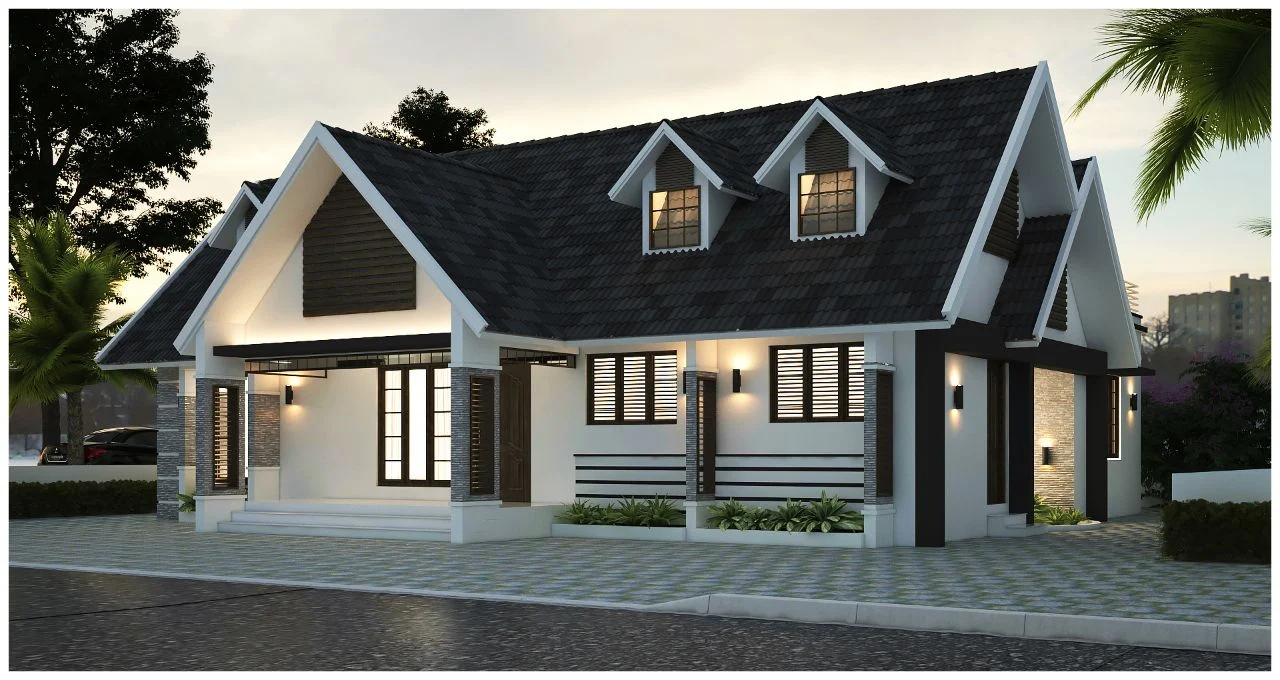 1714 Sq Ft 3BHK Colonial-Traditional Style Single-Storey House and Plan, 32 Lacks