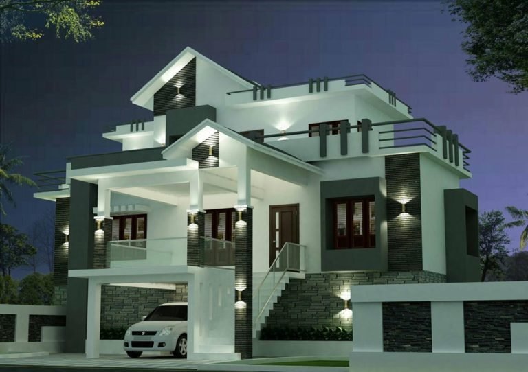 1814 Sq Ft 3BHK Contemporary Style Two-Storey House and Plan