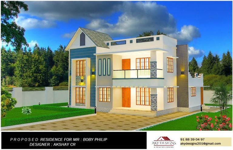 1921 Sq Ft 4BHK Contemporary Style Two-Storey House and Free Plan