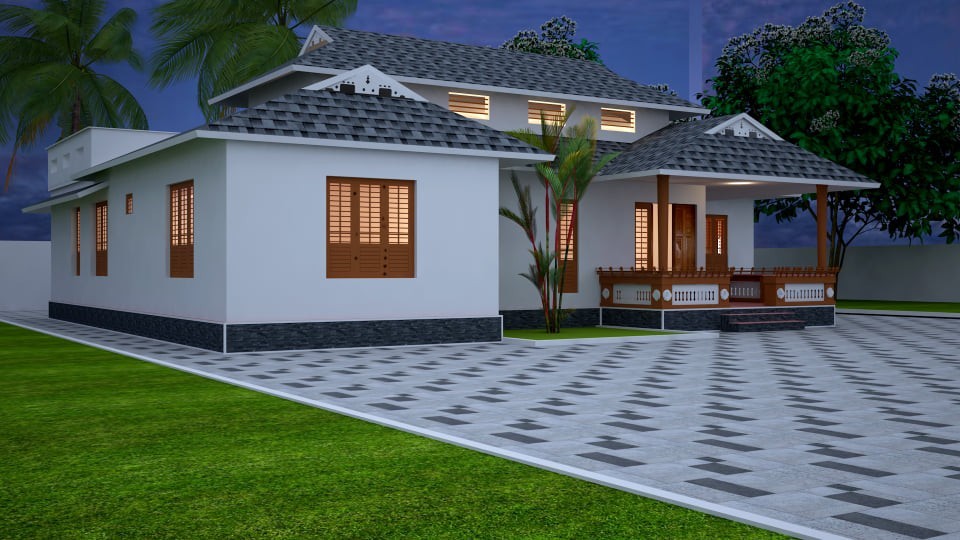 2400 Sq Ft 2BHK Traditional Style Single Storey Nalukettu House and