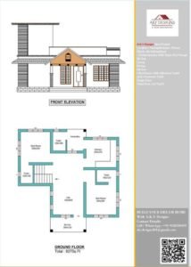 827 Sq Ft 2BHK Traditional Style Single Storey House and Plan