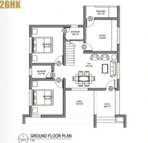 900 Sq Ft 2BHK Contemporary Style Single Floor House Free Plan