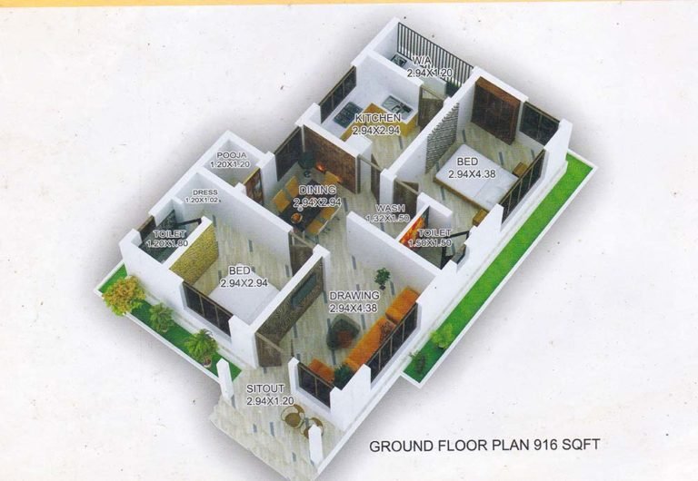 916 Sq Ft 2Bhk Contemporary Style Single Floor House And Photo Inspiration