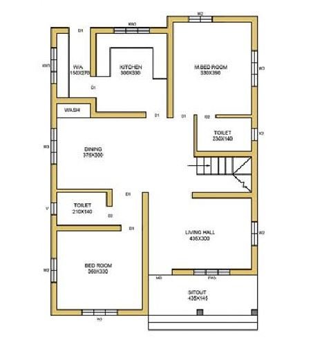 950 Sq Ft 2bhk Simple And Beautiful Single Floor House And Free Plan