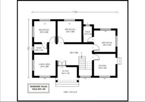 953 Sq Ft 3BHK Contemporary Style Single Floor House and Free Plan