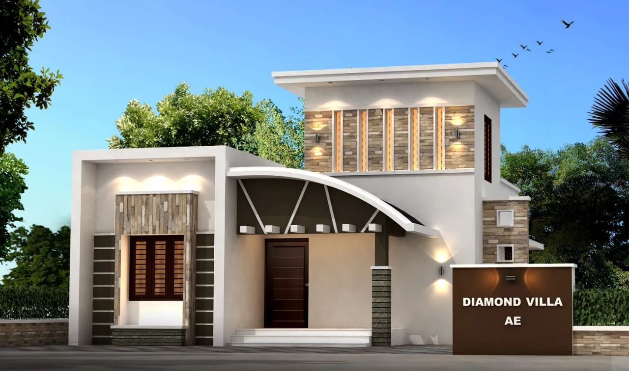 968 Sq Ft 3BHK Contemporary Style Single-Storey House and Free Plan