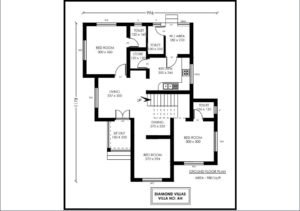 980 Sq Ft 3BHK Contemporary Style Single-Storey House and Free Plan