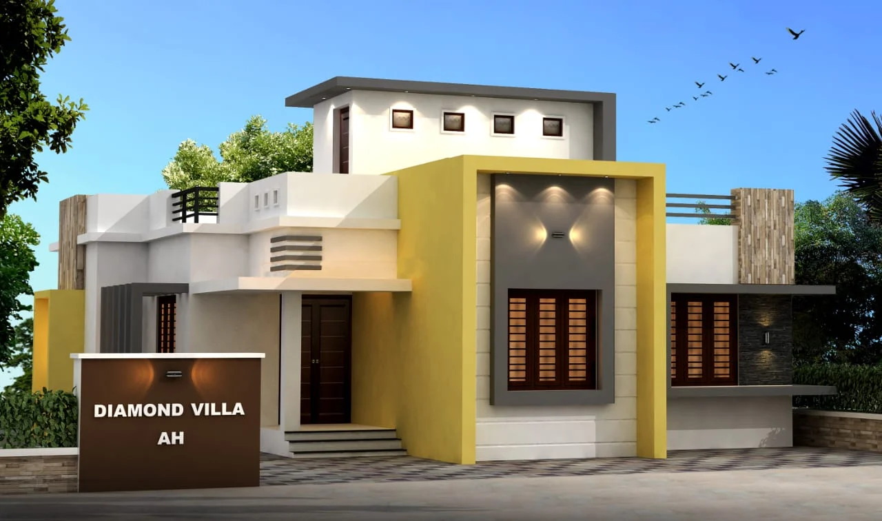 980 Sq Ft 3BHK Contemporary Style Single-Storey House and Free Plan