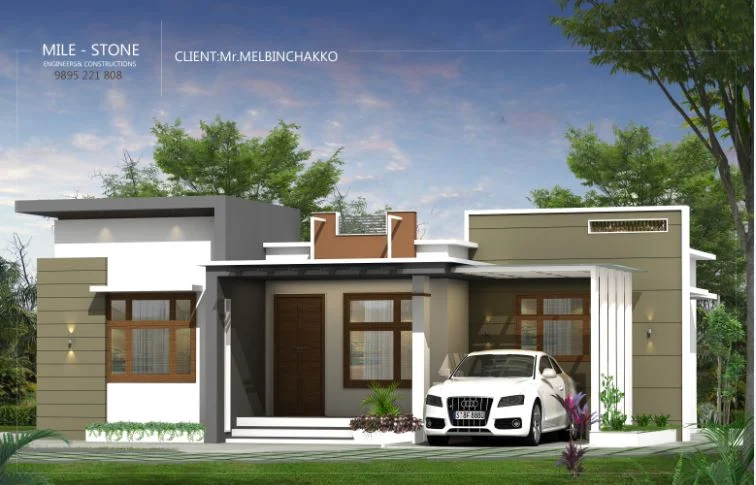 980 Sq Ft 3BHK Contemporary Style Single-Storey House and Plan, 14 Lacks