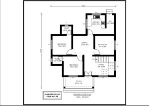 985 Sq Ft 3BHK Contemporary Style Single-Storey House and Plan