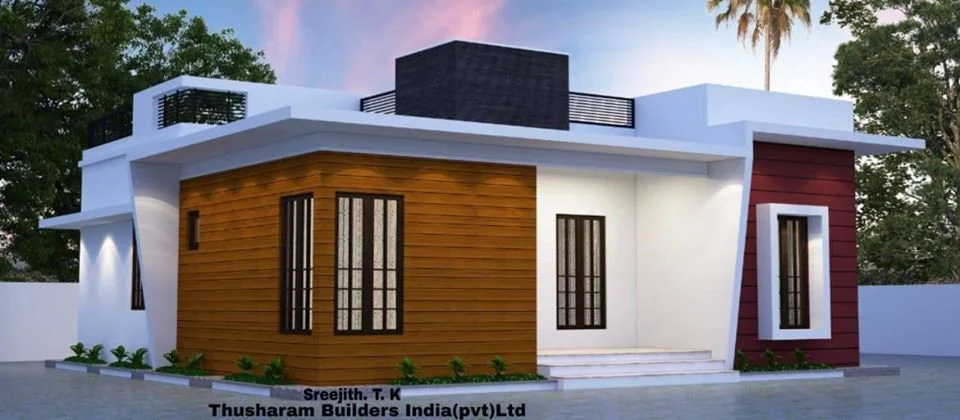 988 Sq Ft 3BHK Contemporary Style Single-Storey House and Free Plan, 16.5 Lacks