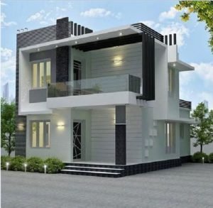 1195 Sq Ft 3BHK Contemporary Style Two-Storey House Free Plan