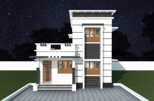 1011 Sq Ft 3BHK Contemporary Style Two Floor House and Free Plan