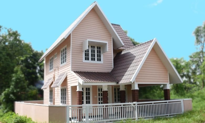 1200 Sq Ft 3BHK Colonial Style Two-Storey House at 3 Cent Plot