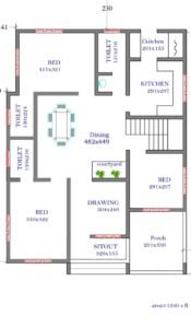 1340 Sq Ft 3BHK Contemporary Style Single-Storey House and Free Plan