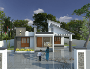 1340 Sq Ft 3BHK Contemporary Style Single-Storey House Free Plan