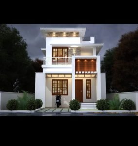 1375 Sq Ft 3BHK Modern Two Floor House at 4.5 Cent Plot