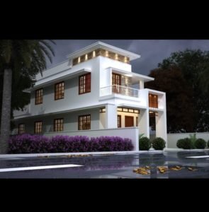 1375 Sq Ft 3BHK Modern Two Floor House at 4.5 Cent Plot
