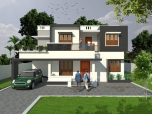 1603 Sq Ft 4BHK Modern Two-Storey Flat Roof Style House Free Plan