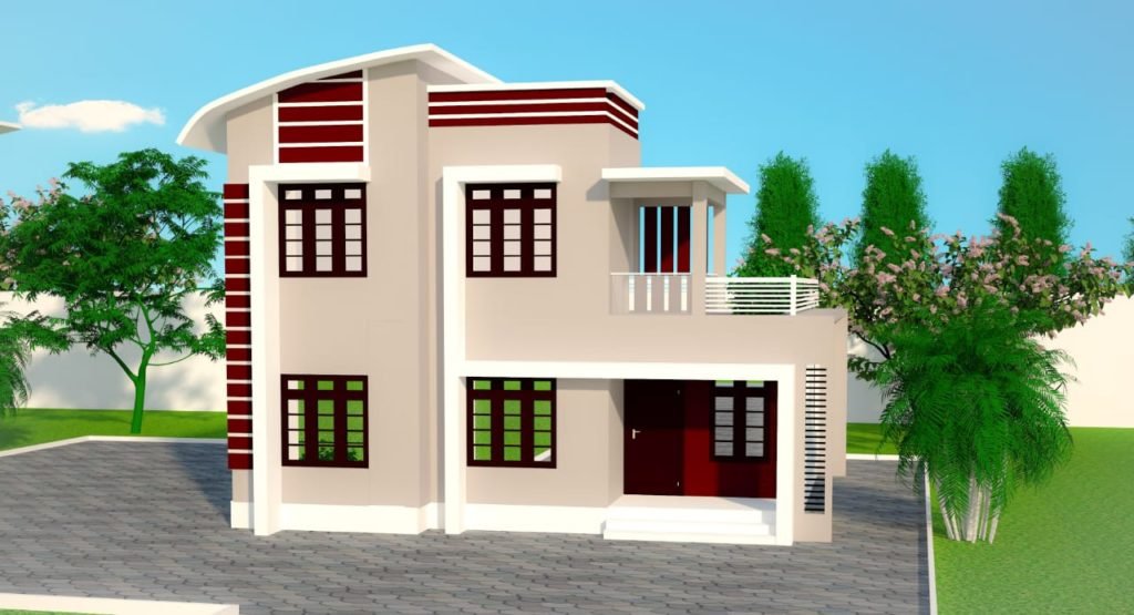 1696 Sq Ft 4BHK Contemporary Style Two-Storey House and Free Plan
