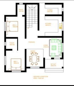 1696 Sq Ft 4BHK Contemporary Style Two-Storey House Free Plan